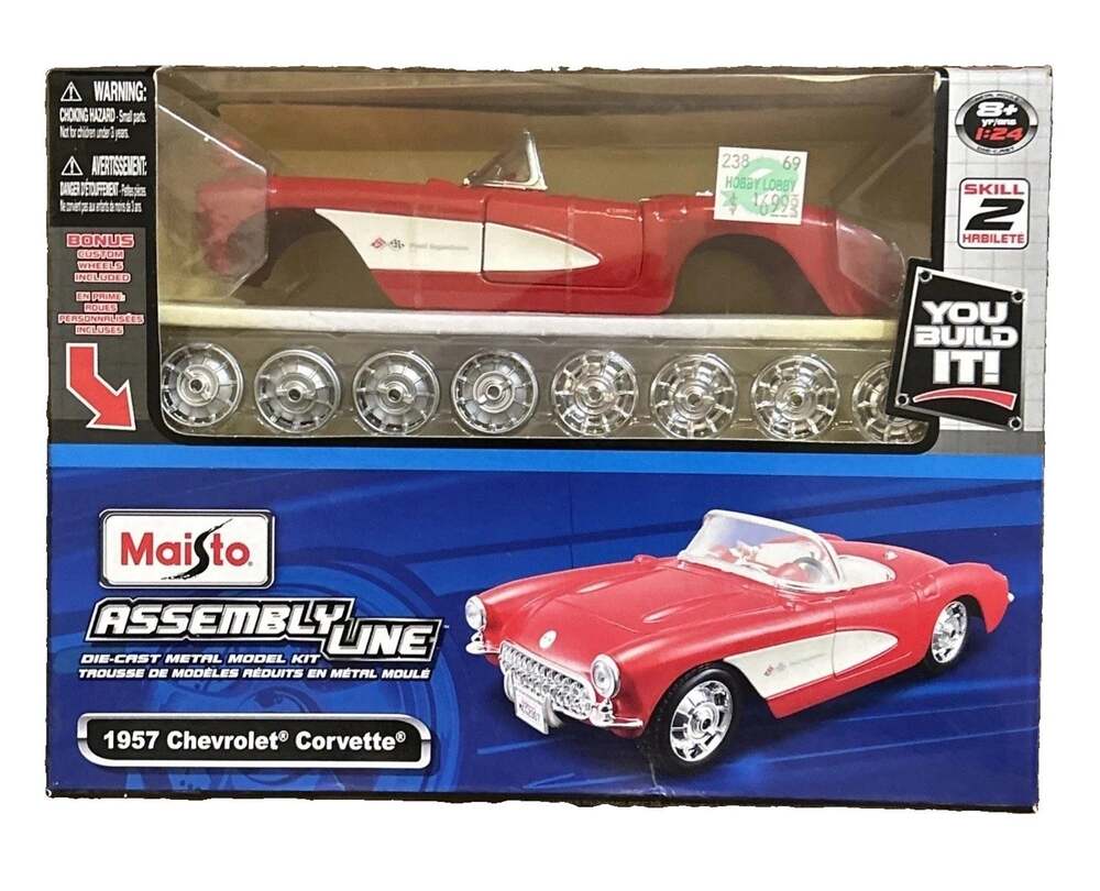 Maisto Assembly Line Red 1957 Chevrolet Corvette 1/24 Scale Diecast Kit Sealed!